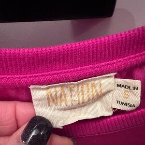 Pink ribbed crew neck top